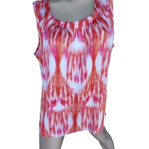 Chico's Size XL Women Orange Sleeveless Blouse Tank Top Colorful Lightweight